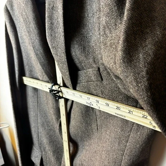 Mens‎ J Crew 44L Wool Blend Herringbone Blazer Sport Jacket Brown Two Button
